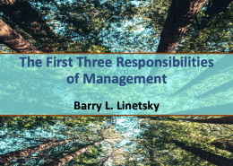 The First Three Responsibilities of Management